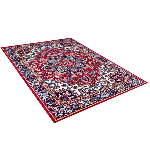 فرش ماشینی زانیس ارسال رایگان کد2306فانتزی طرح سنتی قرمز تک رو سایز 42x30 سانت