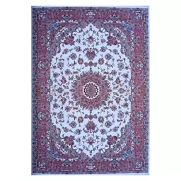 فرش ماشینی زانیس ارسال رایگان کد 2610مدرن طرح سنتی کرم تک رو سایز 42x30 سانت