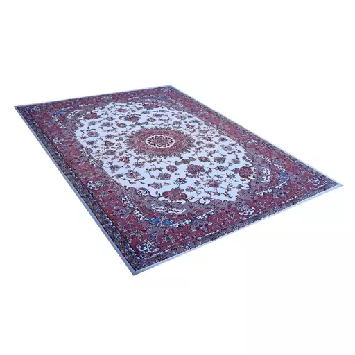 فرش ماشینی زانیس ارسال رایگان کد 2610مدرن طرح سنتی کرم تک رو سایز 42x30 سانت