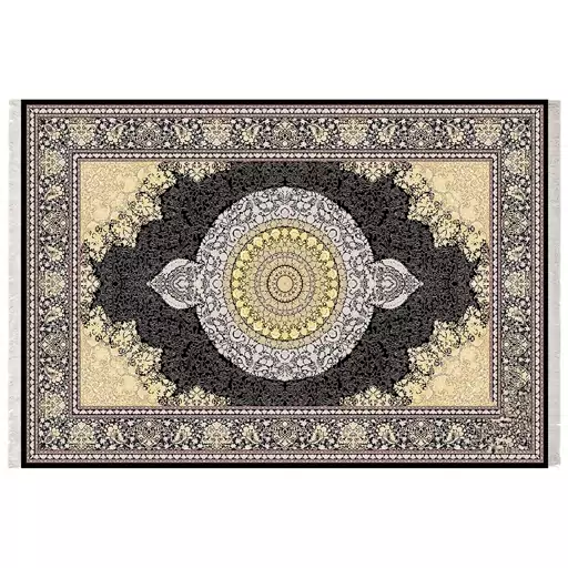 فرش ماشینی زانیس ارسال رایگان کد316سنتی طرح حوض ذغالی دو رو سایز 42x30 سانت