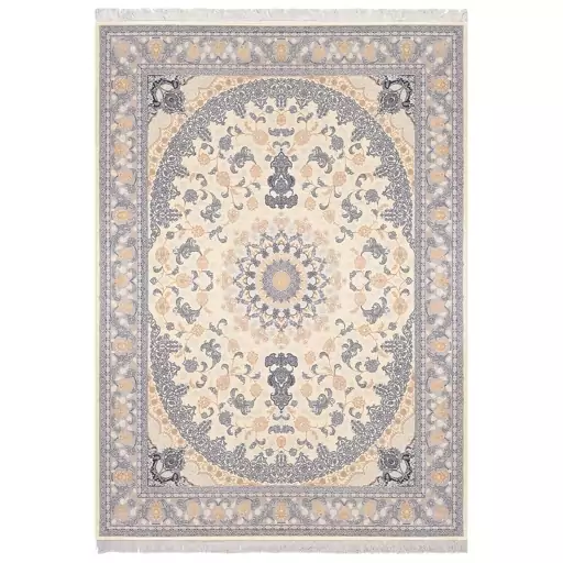 فرش ماشینی زانیس ارسال رایگان کد408سنتی طرح عرش کرم دو رو سایز 42x30 سانت