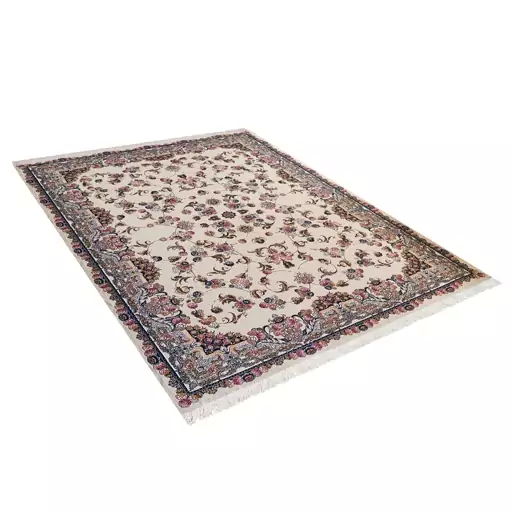 فرش ماشینی زانیس ارسال رایگان کد307سنتی طرح قم کرم دو رو سایز 42x30 سانت