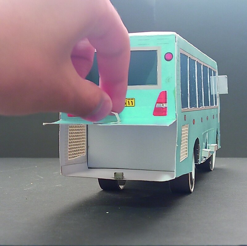 کاردستی ساختنی سه بعدی متحرک A3 مدل ماکت اتوبوس