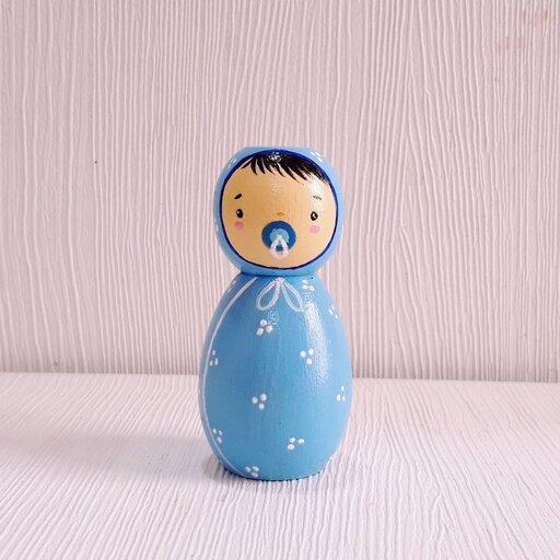 عروسک چوبی طرح نوزاد آبی 02