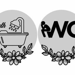 تابلو نشانگر طرح دستشویی و حمام مدل گل 10 در 10