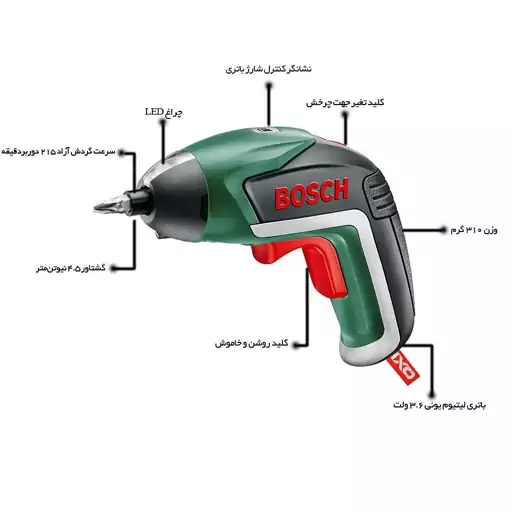 پیچ گوشتی بوش مدل IXO 5 همراه 10 پارچه متعلقات