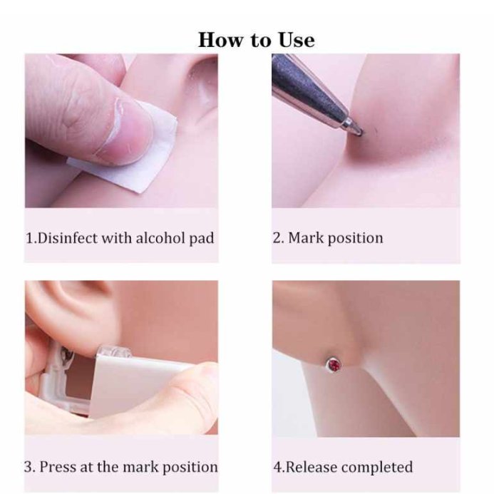 دستگاه سوراخ کن گوش گوشواره دار بدون خونریزی بسته دوعددی 