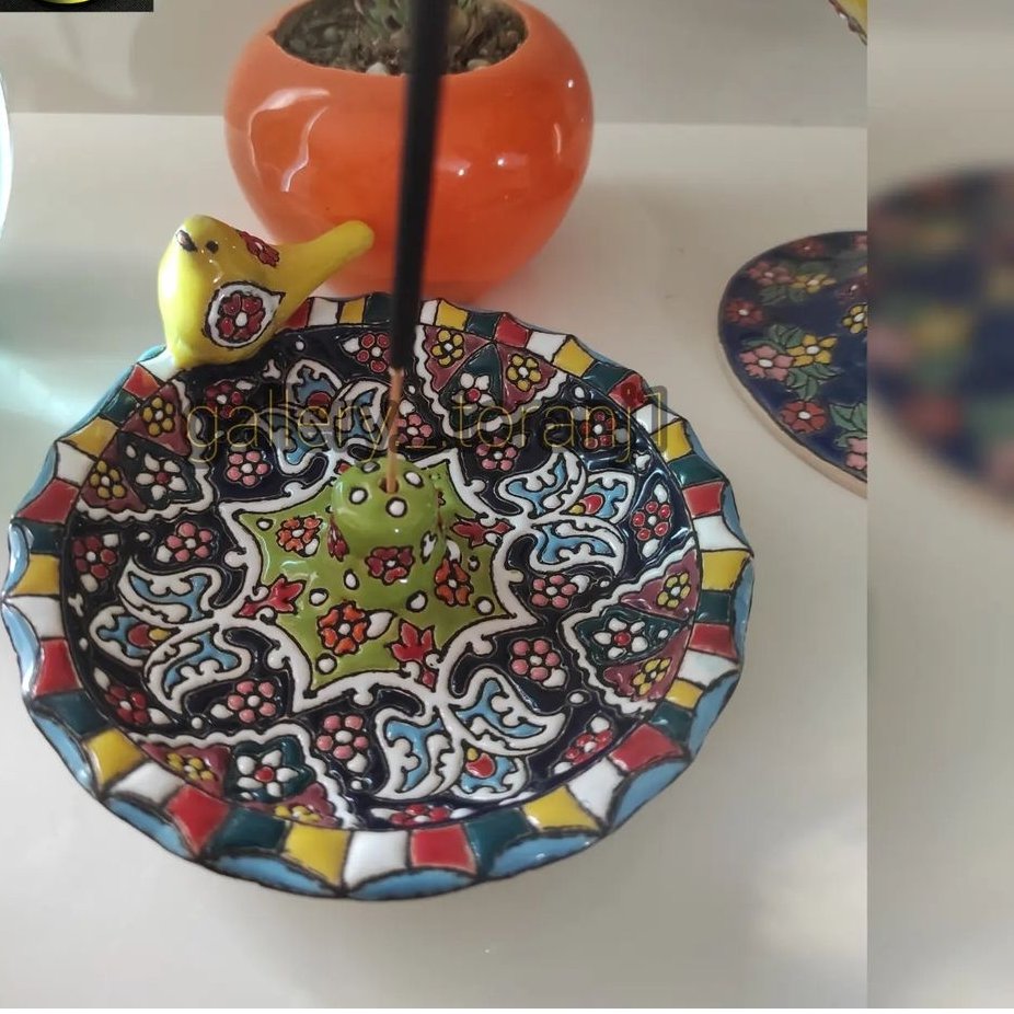 جاعودی پرنده دار طرح سنتی سفالی میناکاری