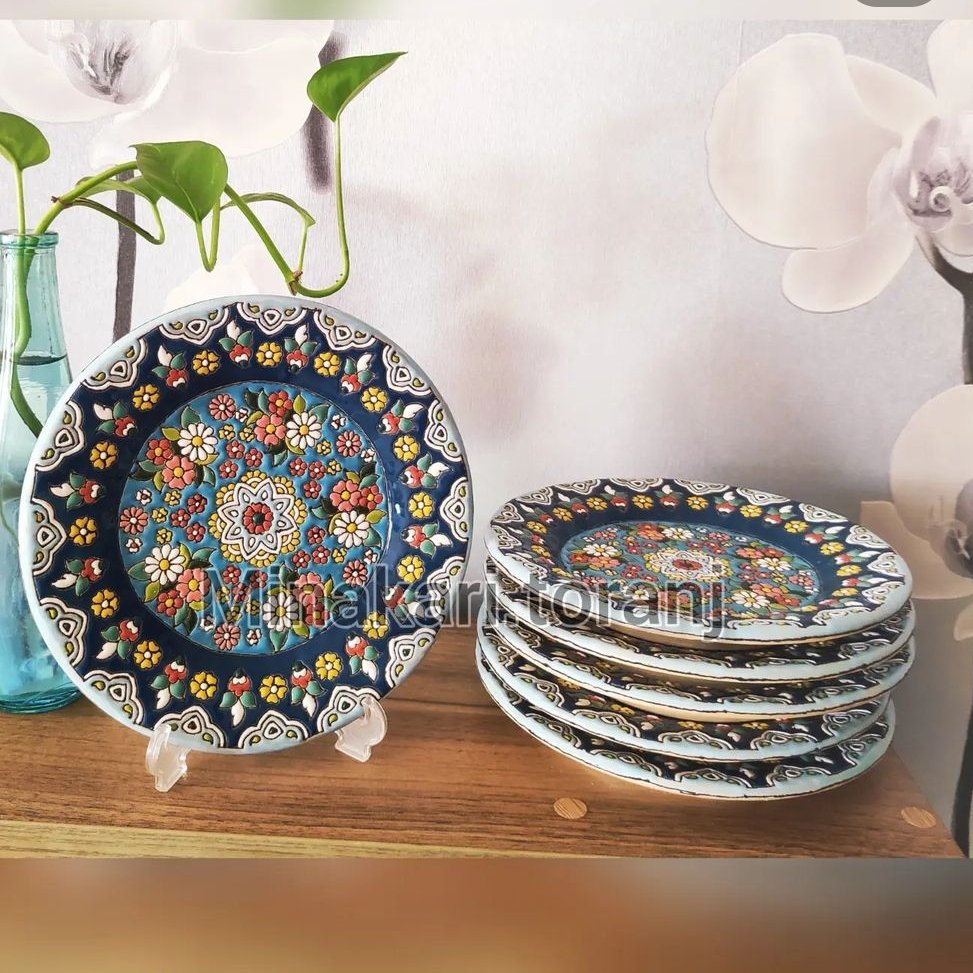 ست پذیرایی طرح بهار سفالی میناکاری 