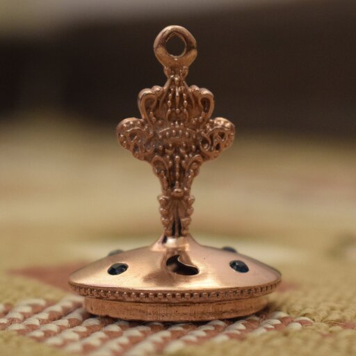 مهر خاتم پارسی مدل قاجاری از جنس برنز با بدنه کار شده مزین به چهار نگین 