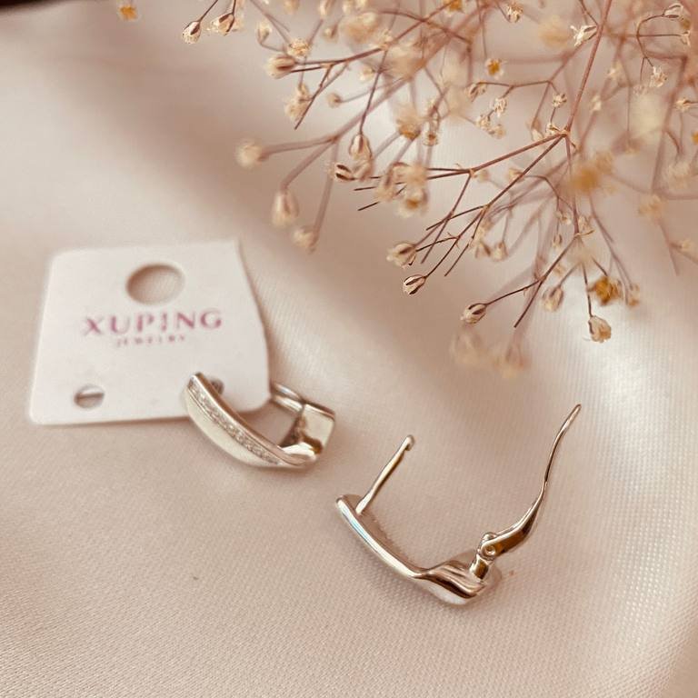 گوشواره مدل مستطیل تا شده دفورمه ژوپینگ رنگ ثابت و ضد حساسیت