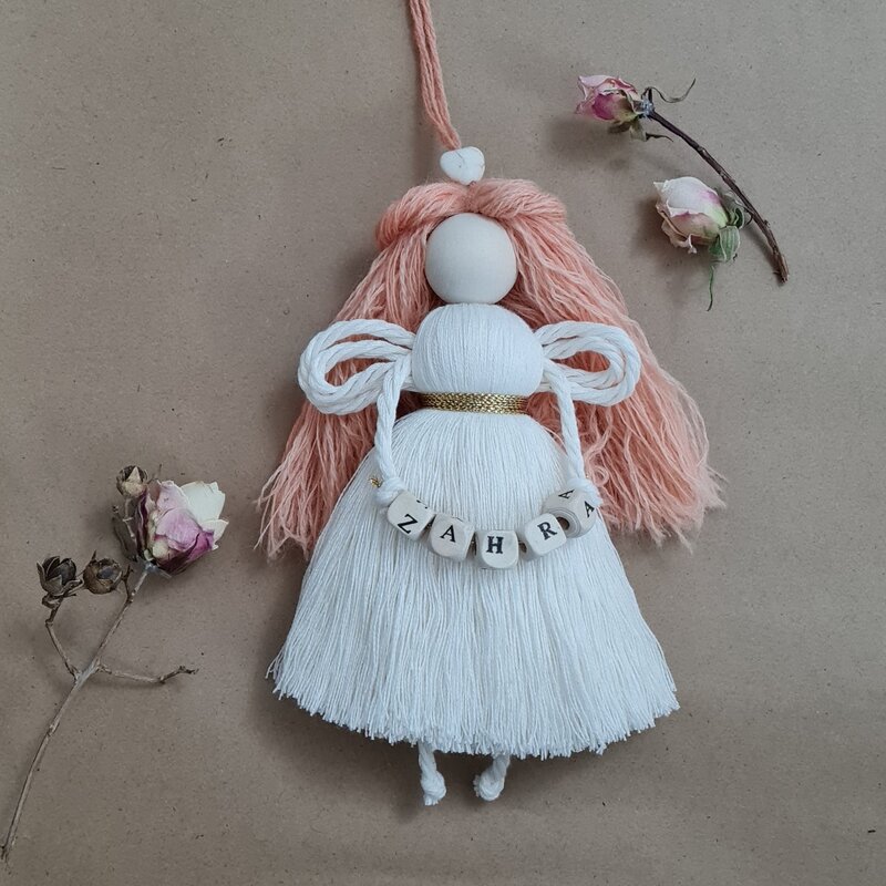 عروسک مکرومه، آویز  طرح فرشته،رنگ و سایز و طرح های متنوع