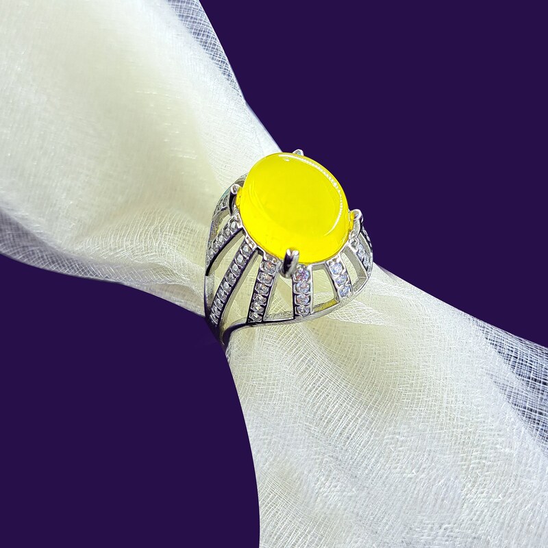 انگشتر نقره زنانه شرف الشمس کد 11 مدل عقیق زرد
