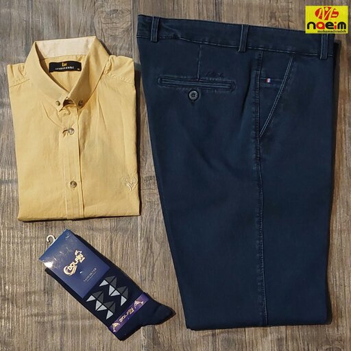 پیراهن اندامی مردانه  آستین بلند کتان تک رنگ ساده جذب نخ پنبه  سایز m و 2xl رنگ زرد
