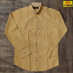 پیراهن اندامی مردانه  آستین بلند کتان تک رنگ ساده جذب نخ پنبه  سایز m و 2xl رنگ زرد