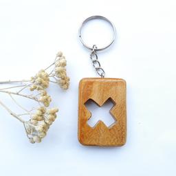 جاکلیدی حرف انگلیسی چهار گوش حرف X از چوب طبیعی دستساز چوبکده بیدسفید