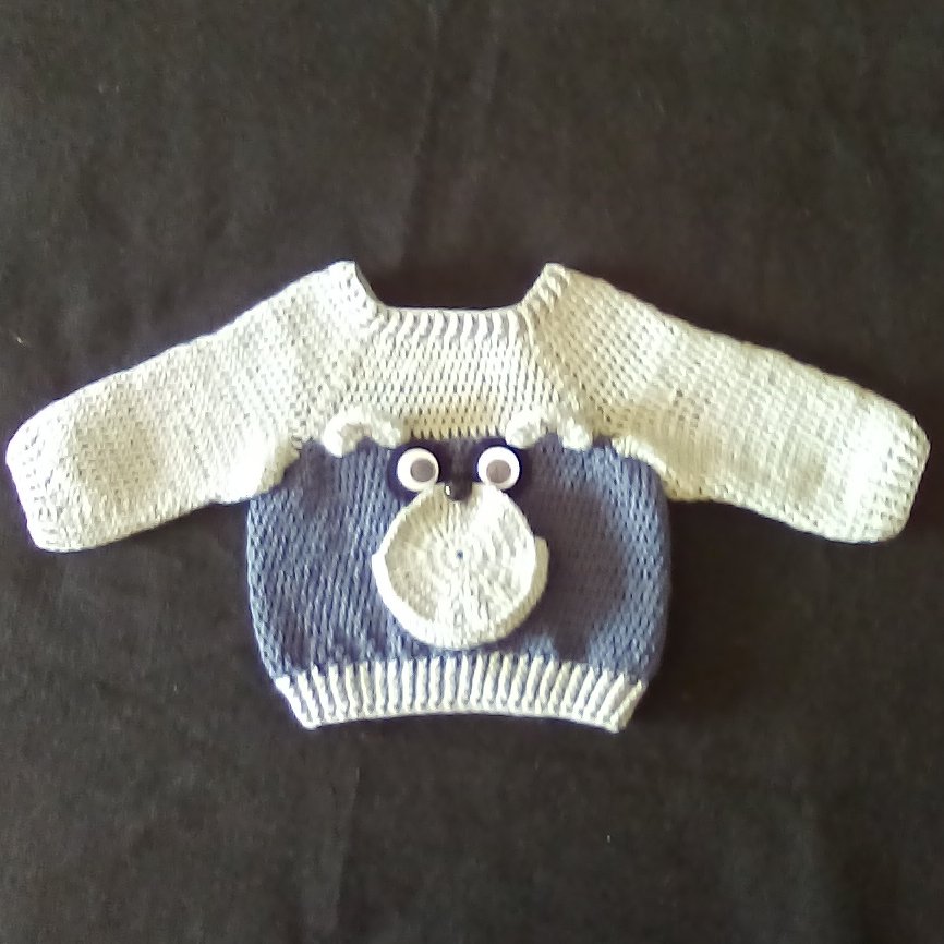 پلیور پسرانه نوزادی دستبافت کد خرسی