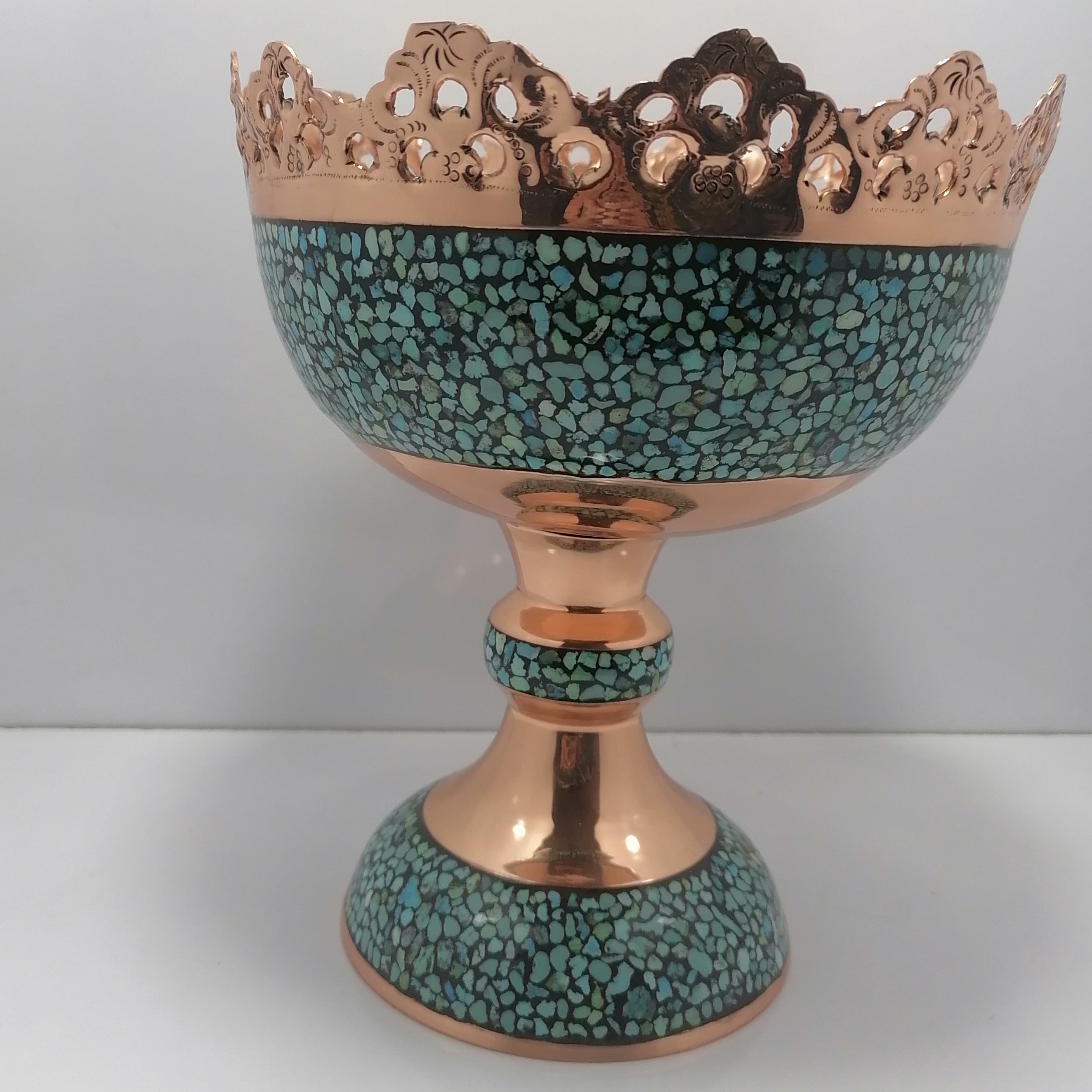 آجیل خوری با قد 21 سانت فیروزه کوبی شده