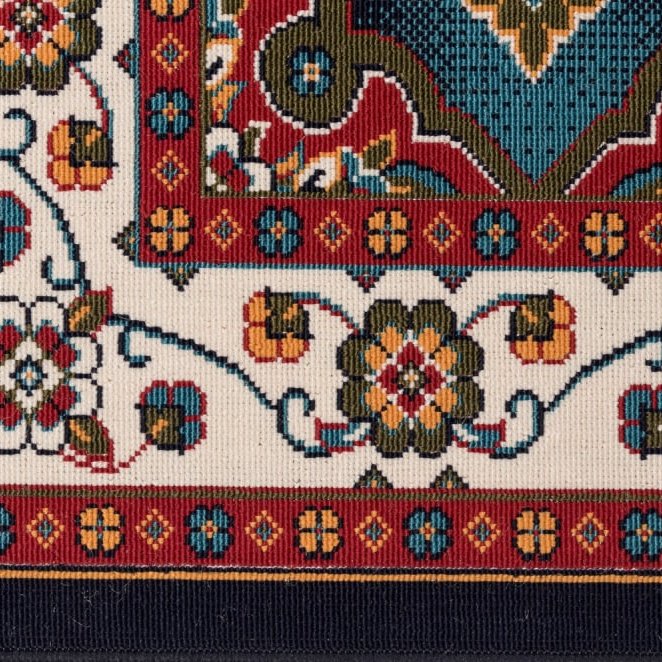 گلیم  ماشینی  مدل کتیبه سرمه ای سایز (1.5در 2.25چهارمتری) 6 رنگ