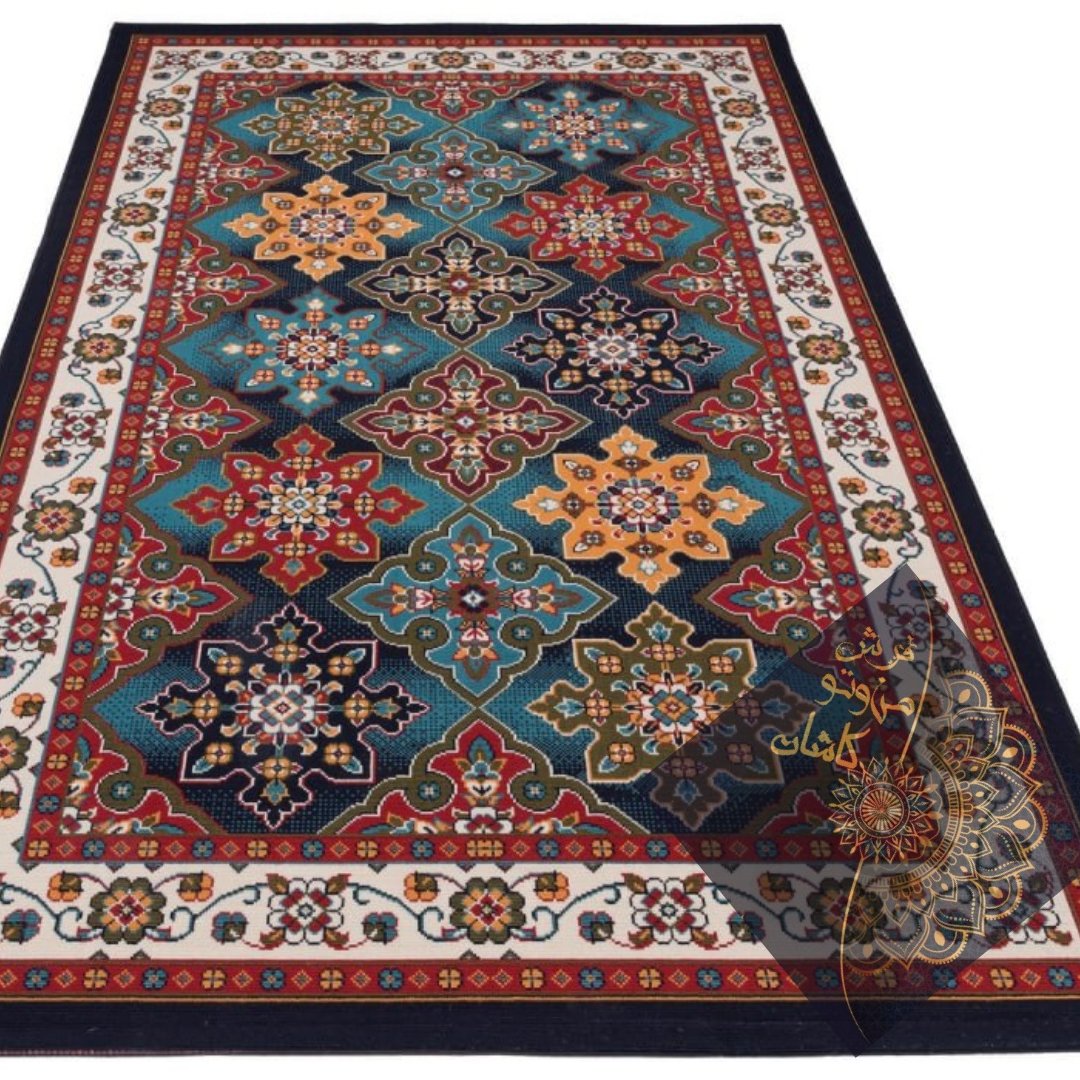 گلیم  ماشینی  مدل کتیبه سرمه ای سایز (1.5در 2.25چهارمتری) 6 رنگ