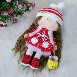 عروسک روسی دختر-رنگ قرمز-30سانتی(دستساز)