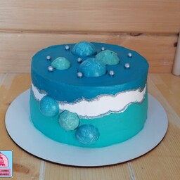 کیک تولد نسکافه ای خامه ای آبی رنگ یک کیلوگرمی