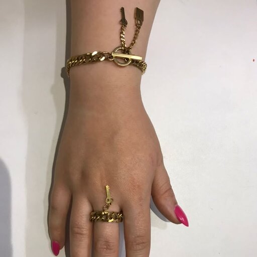 ست دستبند و انگشتر کارتیر زنانه استیل مدل g-26