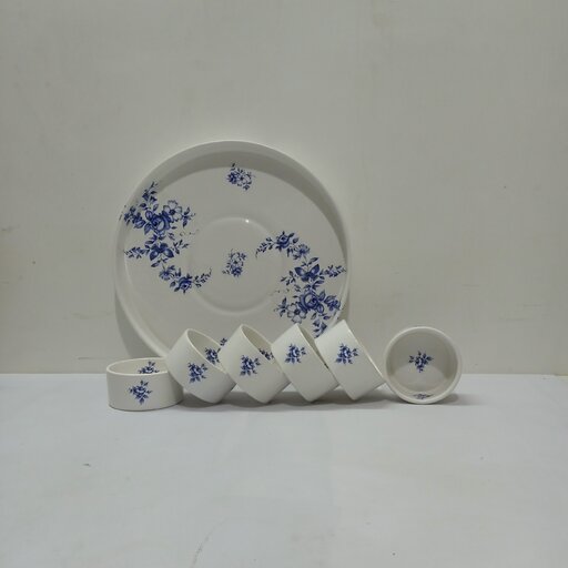 هفتسین ،اردوخوری سرامیکی لعابی با طرح گلهای کبالتی(آبی) 
