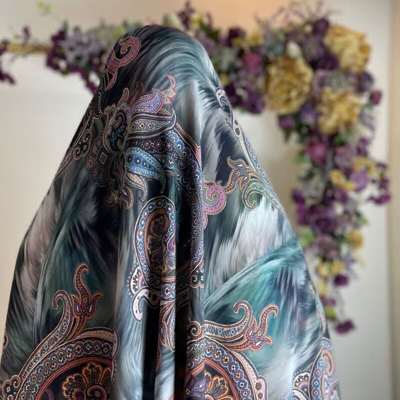 پارچه چادر رنگی طرحدار مجلسی کرپ مخمل اندونزی