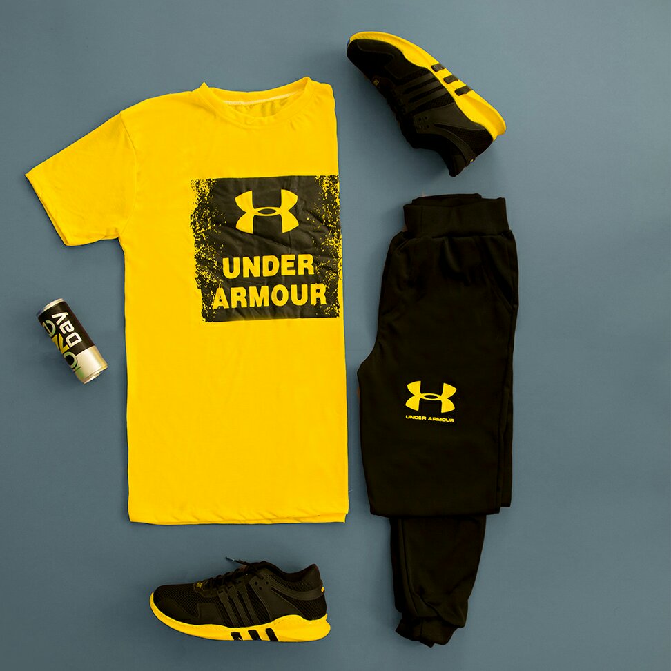 ست تیشرت و شلوار مردانه UNDER ARMOUR (زرد)