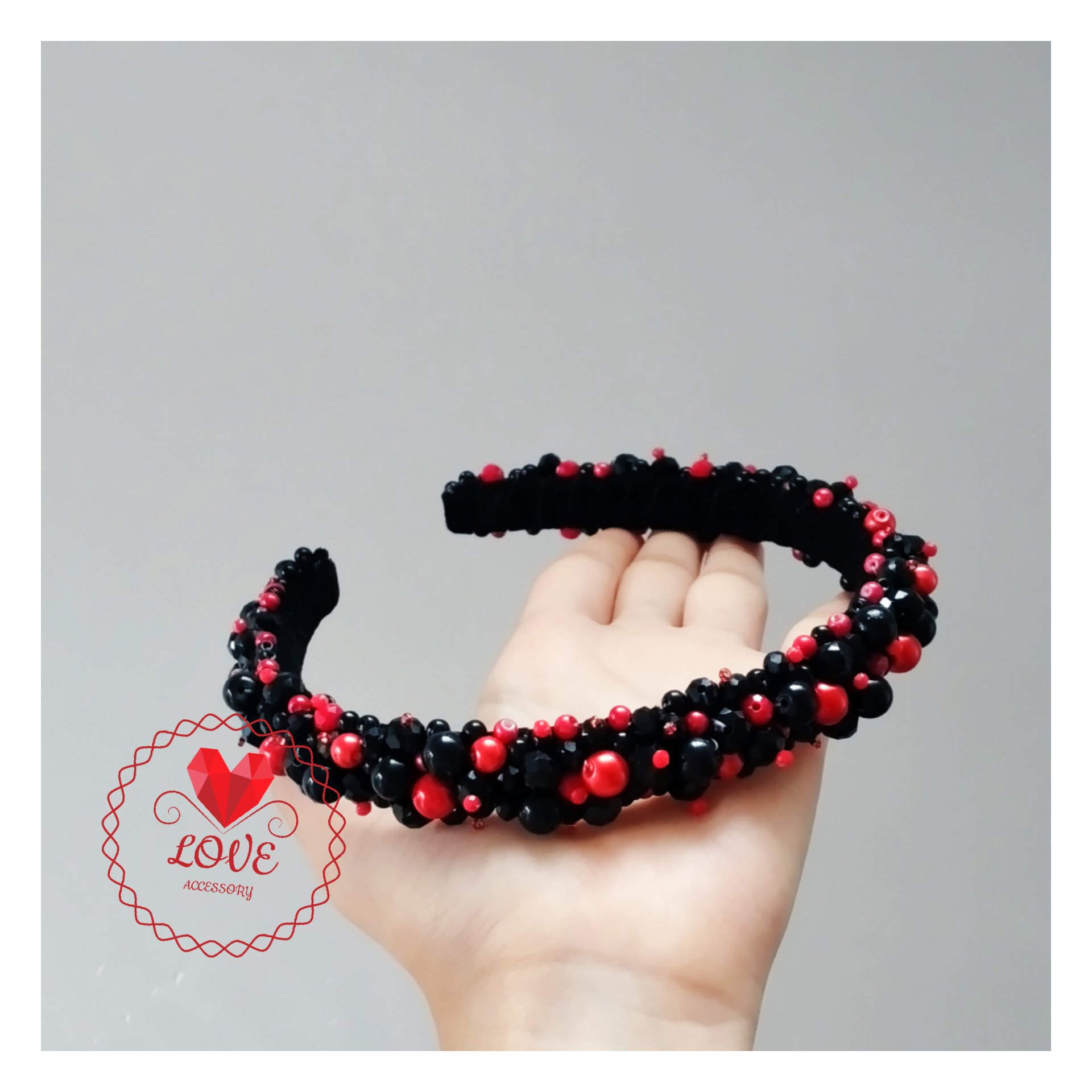 تل مجلسی قرمز و مشکی مرواریدی