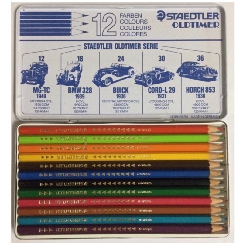 یک جعبه مداد رنگی 12 رنگ استدلر جعبه فلزی اصل آلمانی