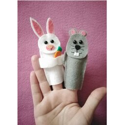 عروسک انگشتی نمدی خرگوش و موش 7 سانتی 