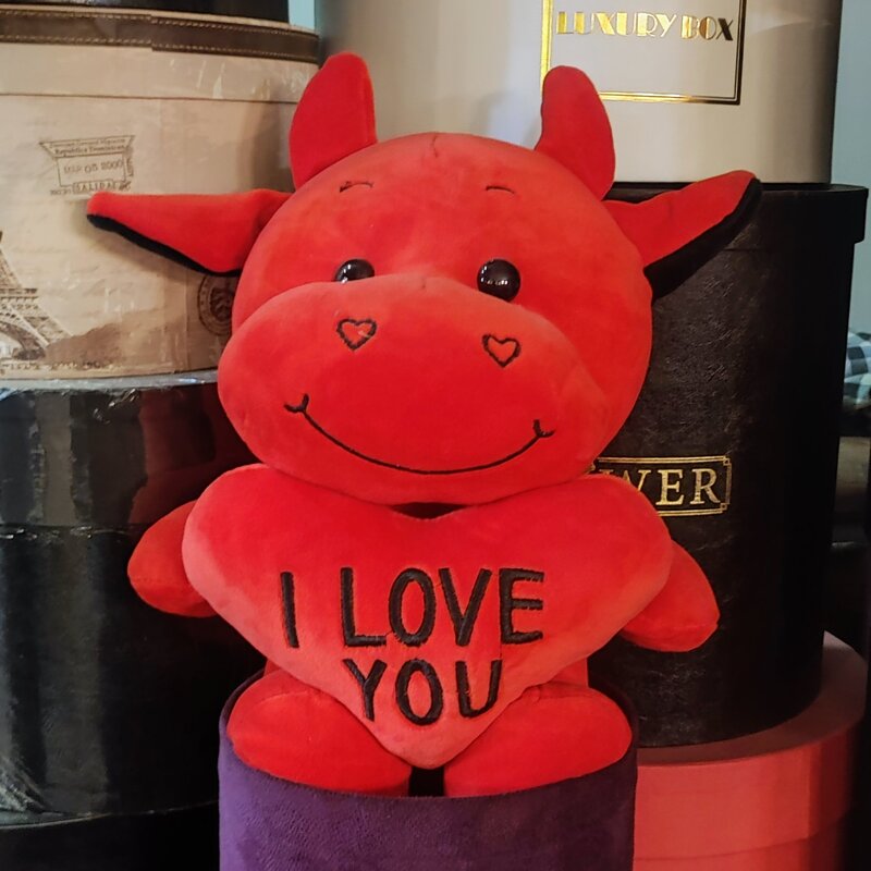 عروسک گاو قرمز ولنتاین جنس نانو خارجی قابل شستشو سایز بزرگ با ضمانت