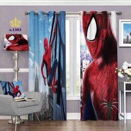 پرده اتاق خواب پسرانه دو قواره طرح مرد عنکبوتی یا اسپایدرمن کد S1303