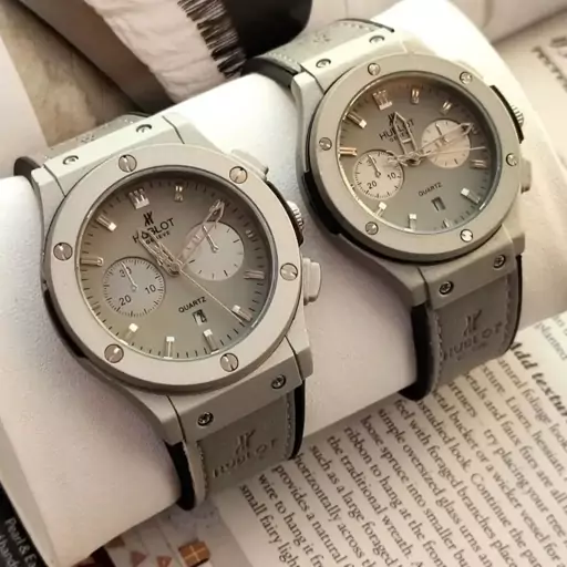 ساعت هابلوت HUBLOT تقویم دار (رنگ طوسی ) کد 1029 به همراه جعبه شکیل