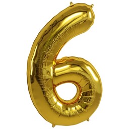 بادکنک فویلی طلایی عدد شش مناسب تم تولد های مختلف 