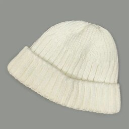 کلاه لئونی بافتنی سفید طرح ساده کد 3036