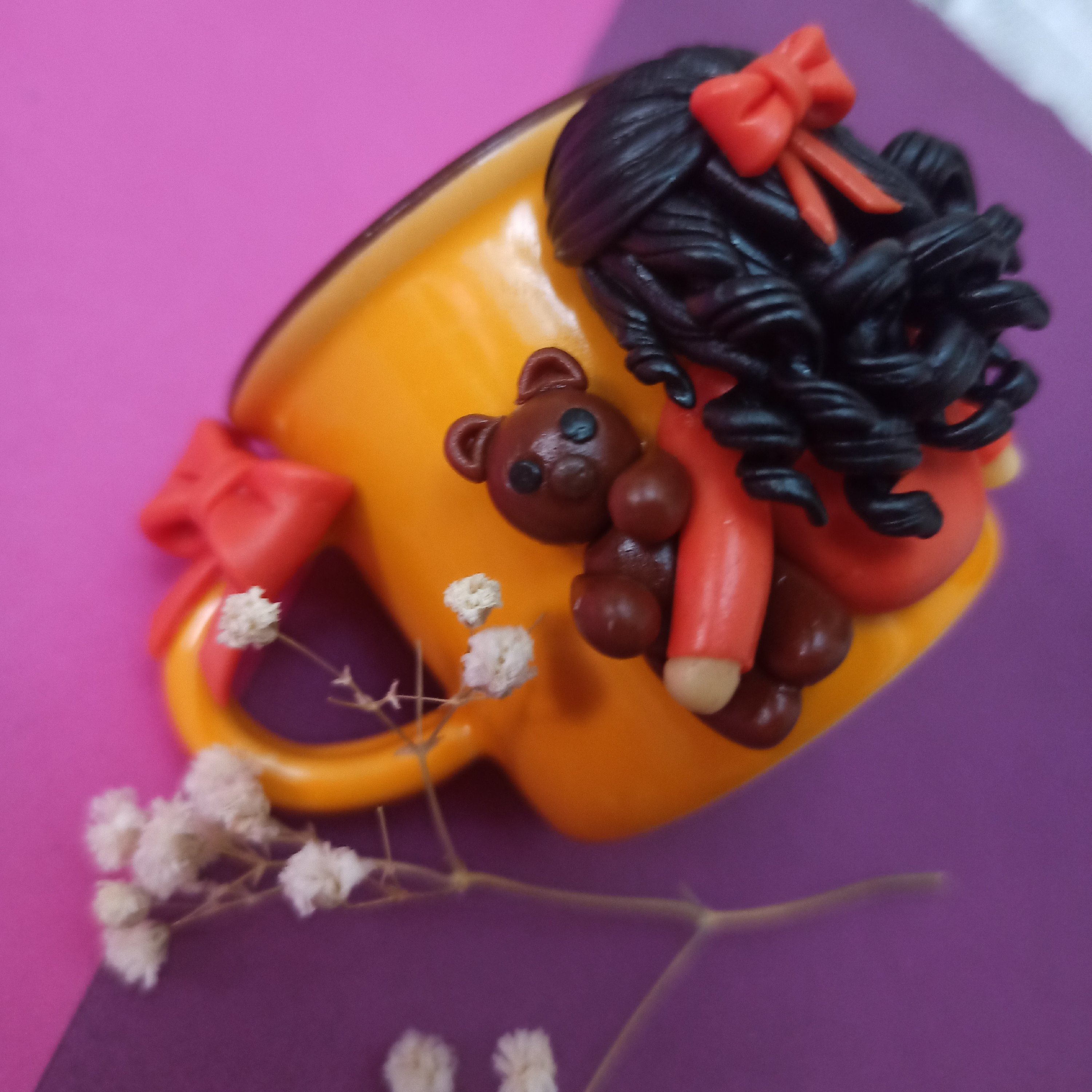 شات قهوه خوری و چای خوری فنجان خمیری دختر،ماگ عروسکی