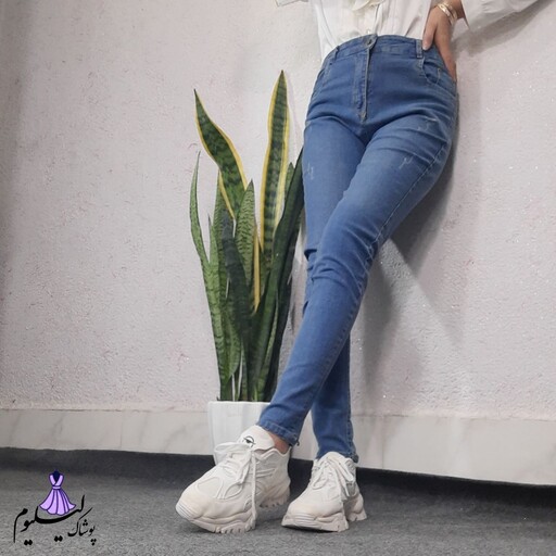 شلوار جین زنانه قد بلند مدل اسلپ جذب سایزبندی 36تا46