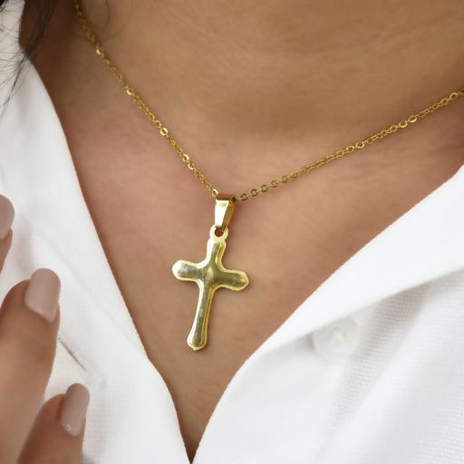 گردنبند زنانه طرح طلا  رنگ ثابت طرح صلیب کد 5647
