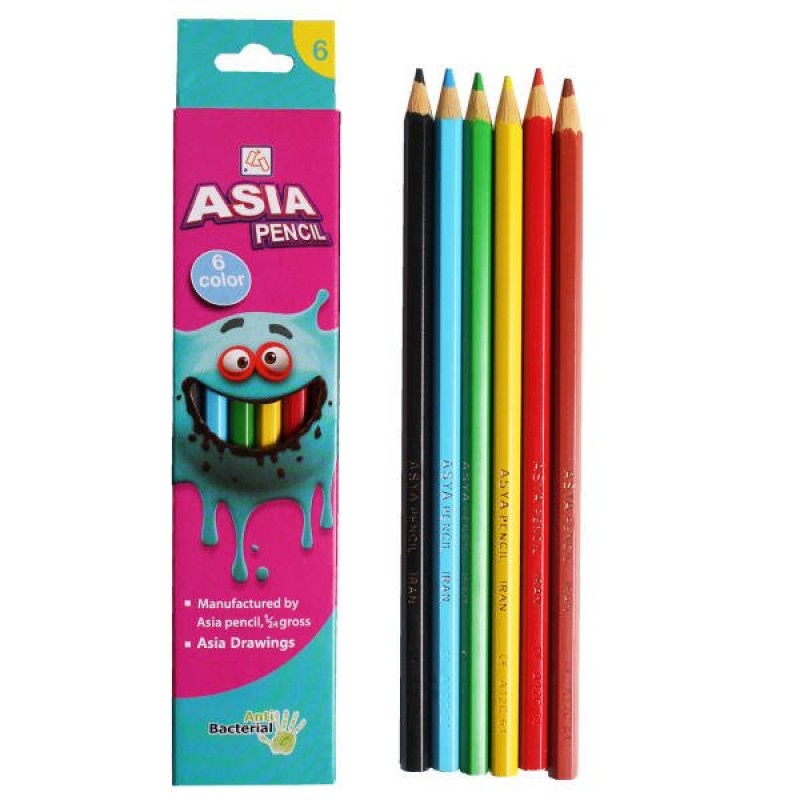 مداد رنگی 6 رنگ آسیا