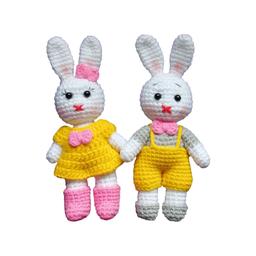 عروسک بافتنی آقا و خانوم خرگوشه ارتفاع 10 سانتی متر 