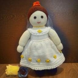 عروسک عروس خانم کاموایی دستبافت (عروسک بافتنی دومیل)