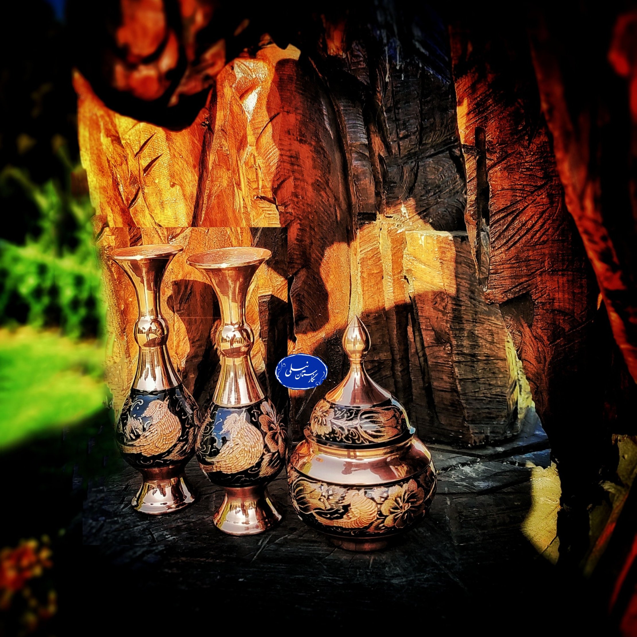گلدان مسی مدل الماس نراش ارتفاع 20