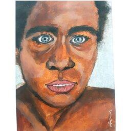 تابلو نقاشی اکریلیک طرح  پسر سیاهپوست 
