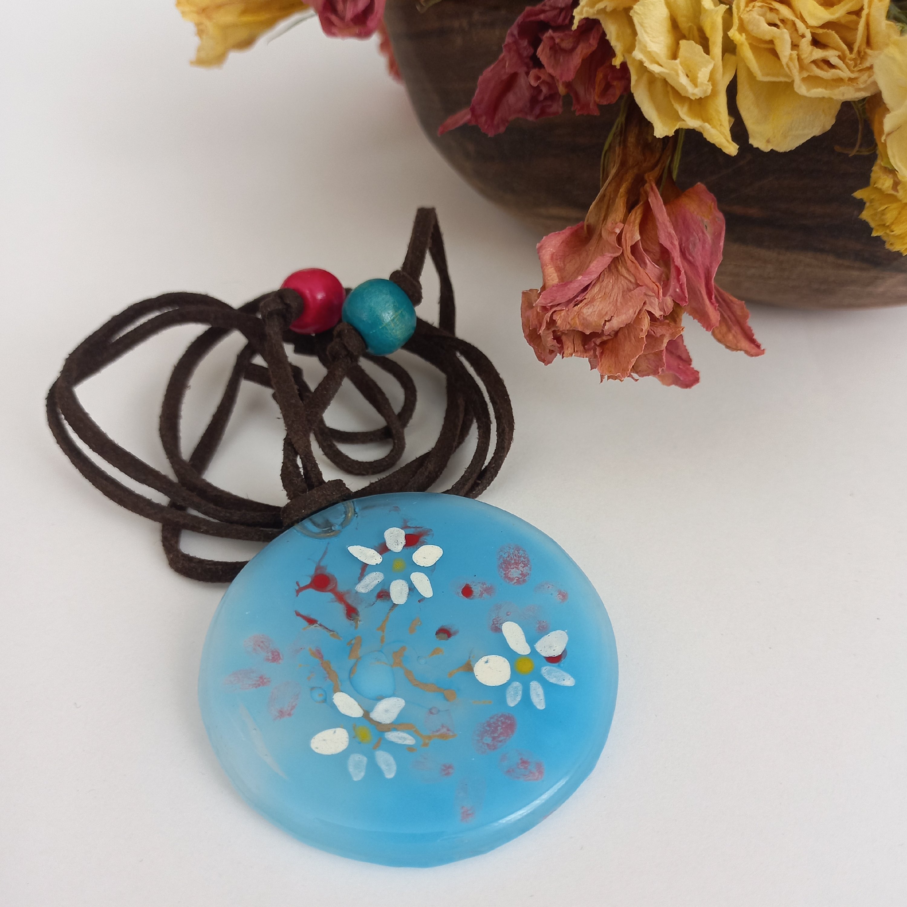 گردنبند آمینا طرح بهار فیروزه ای