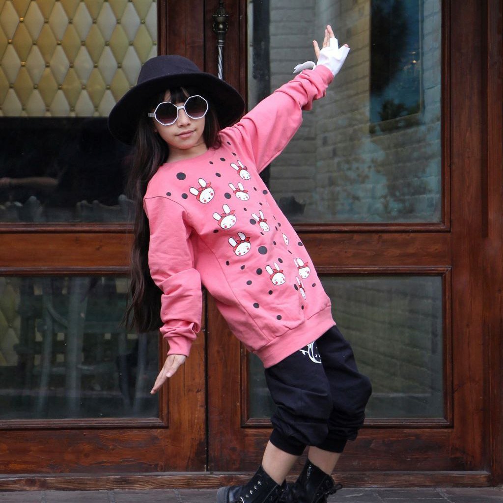 ست بلوز شلوار دخترانه با کیفیت طرح خرگوش رنگ بنفش سایز45 عیدانه