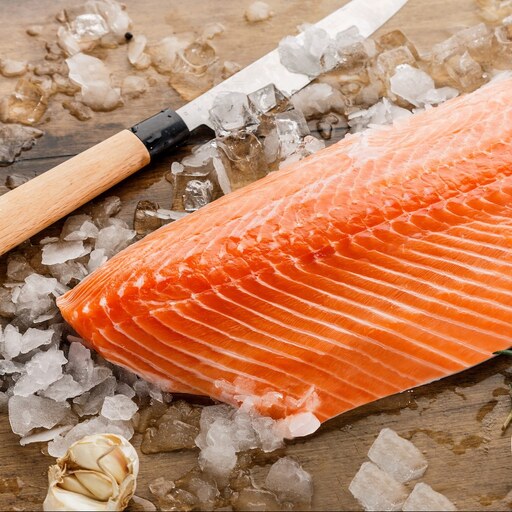ماهی سالمون 1.5 کیلوگرمی به صورت فیله و بسته بندی شده بریس فیش