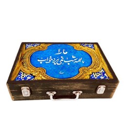 جعبه هدیه مدل چمدان چوبی طرح خطاطی سنتی3 